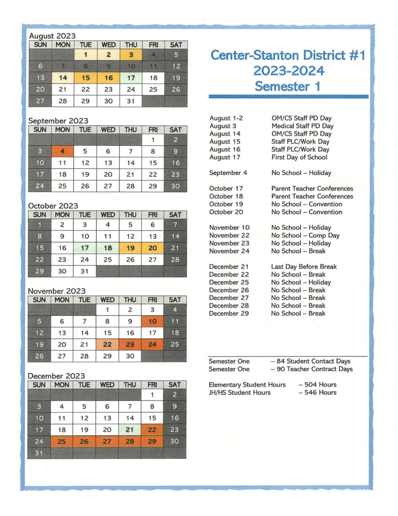 2023 2024 Calendar | Center Stanton Public School With Cvesd Calendar 2024   2025 Printable