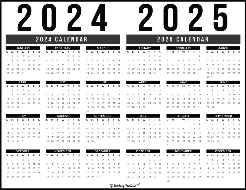 2024 2025 Calendar Free Printables   World Of Printables For Calendar 2024 2025 Printable