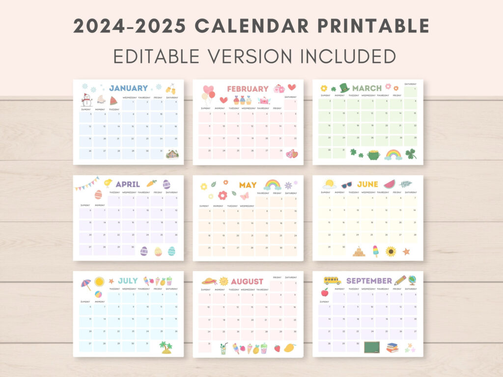 2024 2025 Calendar Printable, Printable Calendar, Editable In Printable Customizable Calendar 2025