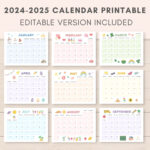 2024 2025 Calendar Printable, Printable Calendar, Editable In Printable Customizable Calendar 2025