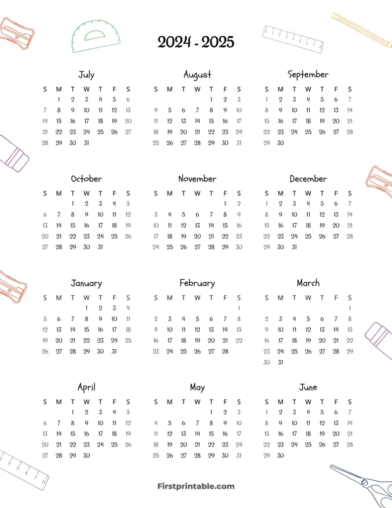 2024 2025 Calendar Printables | Free Pdf For 2024 To 2025 Calendar Printable