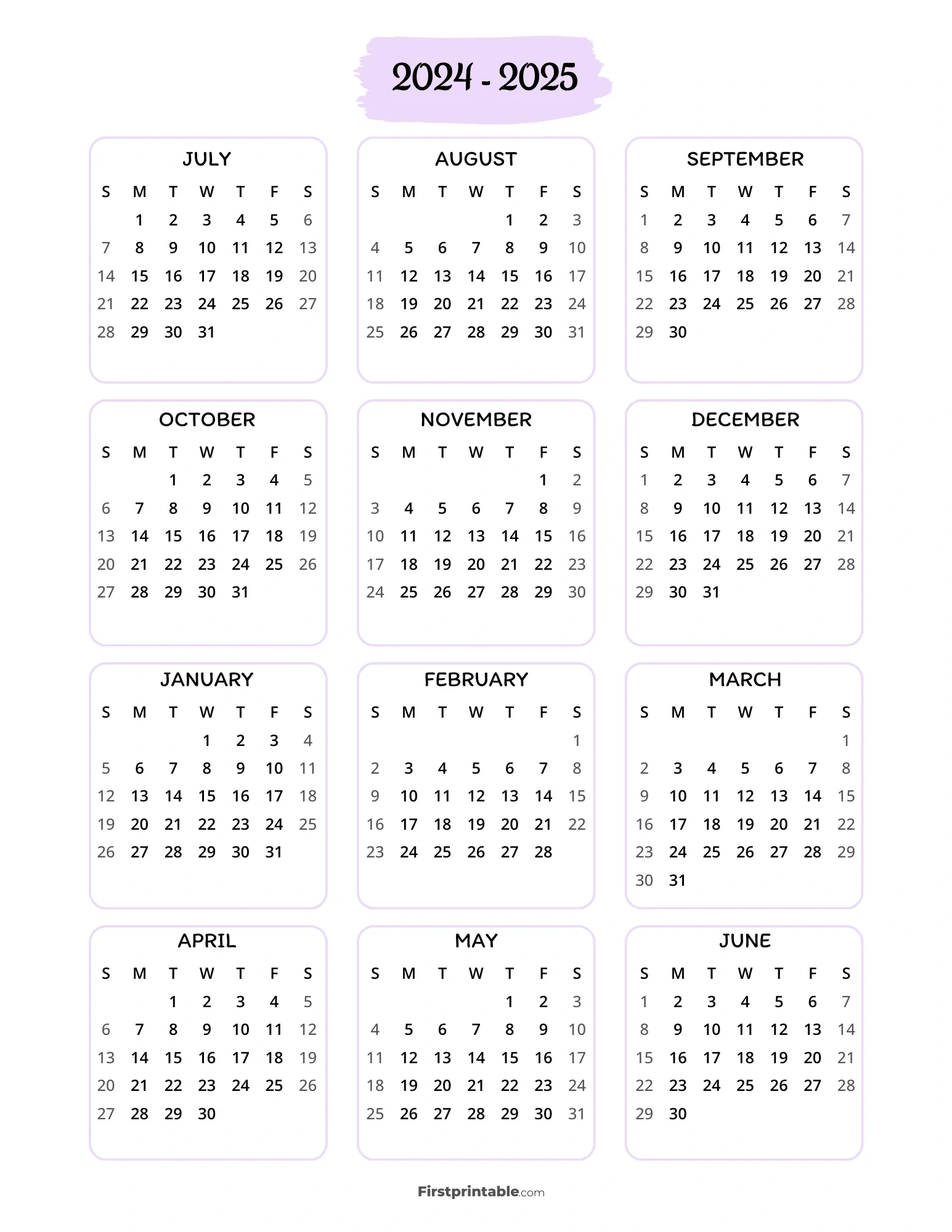 2024-2025 Calendar Printables | Free Pdf in 2024 and 2025 Calendar Planner Printable