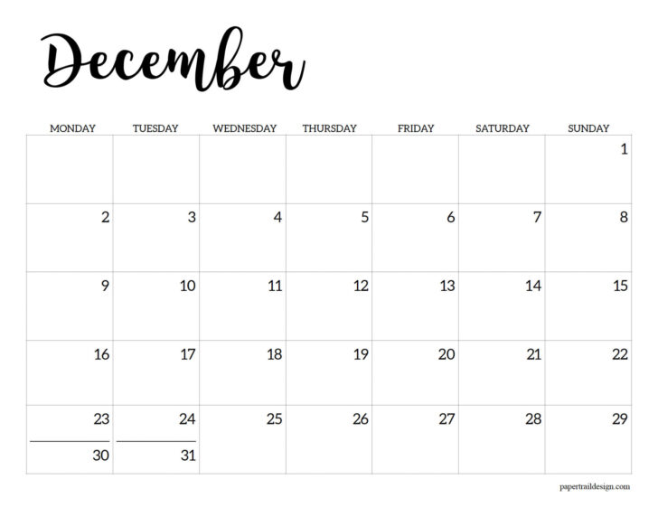 Printable Calendar December 2024 and January 2025