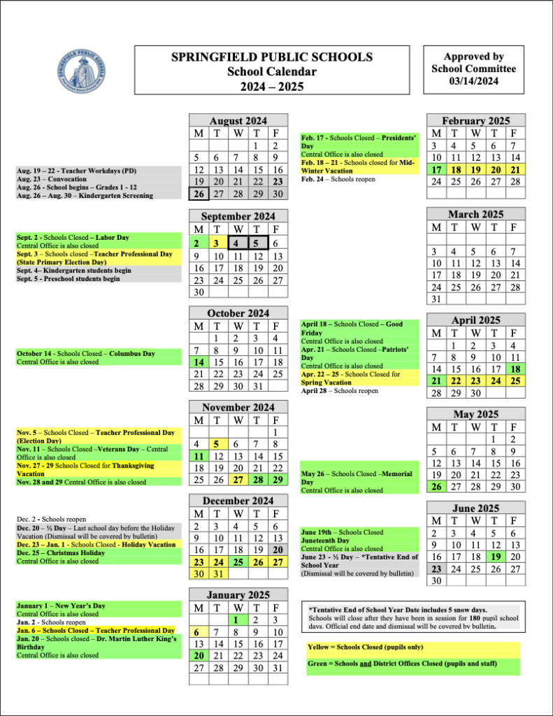 2024 2025 School Calendar   Springfield Public Schools Intended For Mizzou Fall 2025 Start Date Calendar Printable