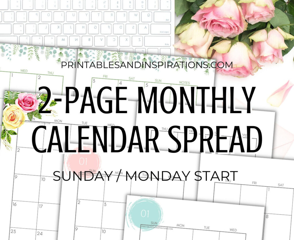 2024 2025 Two Page Calendar Monthly Spread – Free Printable For Printable Calendar 2 Months Per Page 2025