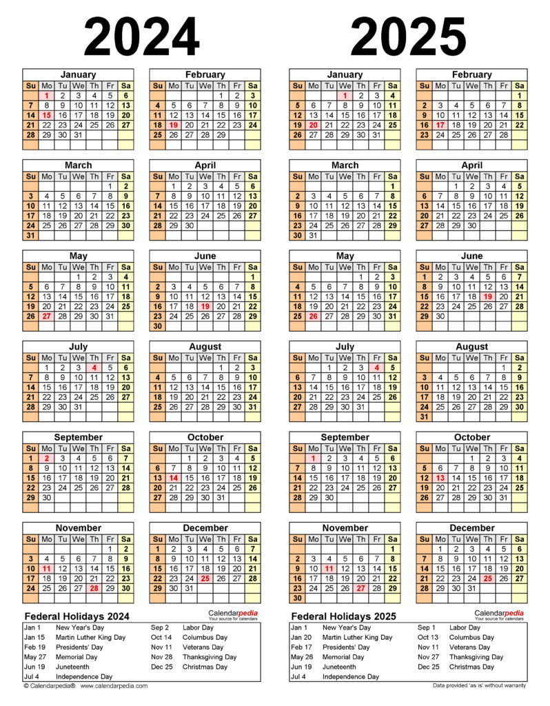 2024 2025 Two Year Calendar   Free Printable Excel Templates For Timeshare Calendar 2025 Printable