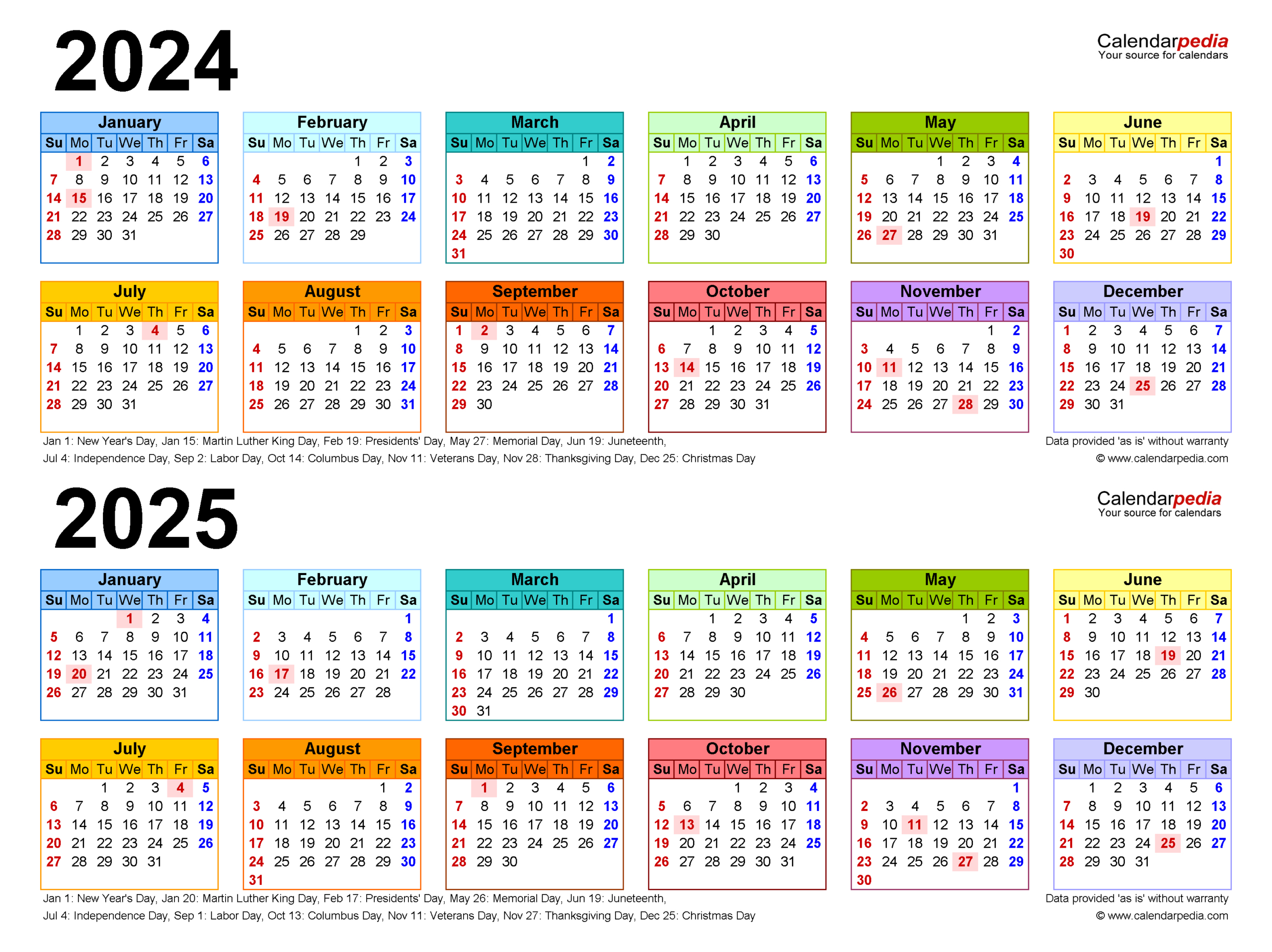 2024-2025 Two Year Calendar - Free Printable Pdf Templates for 2024 And 2025 Calendar With Holidays Printable Free Download