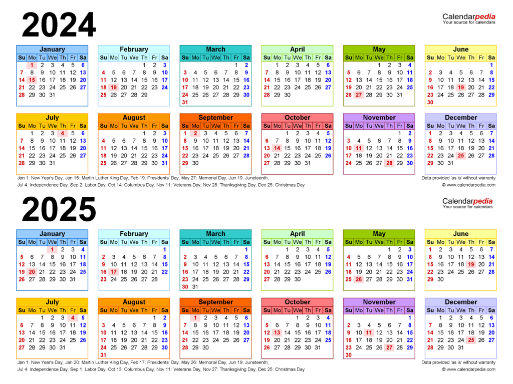 2024 2025 Two Year Calendar   Free Printable Pdf Templates In 2024   2025 Calendar Printable Download