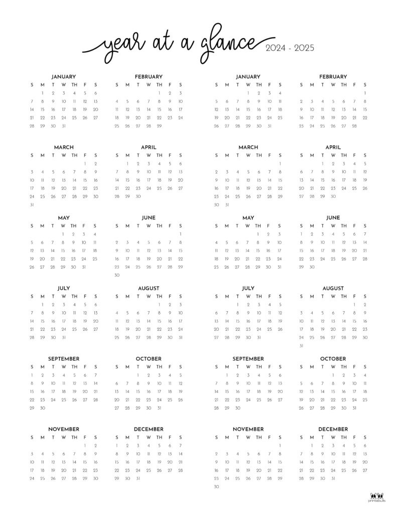 2024-2025 Two Year Calendars - 10 Free Printables | Printabulls within Free Printable Summer Calendar 2025