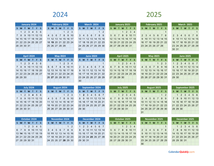 2024 – 2025 Calendar Printable Download