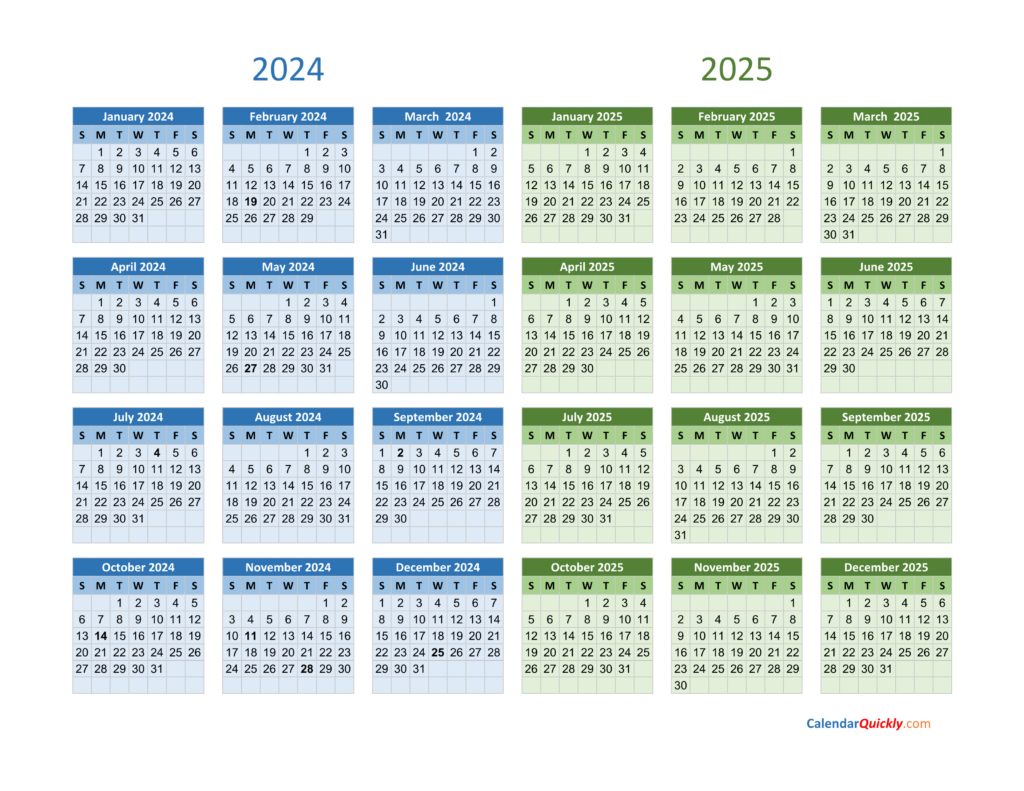 2024 And 2025 Calendar | Calendar Quickly In Calendar 2024 And 2025 Printable