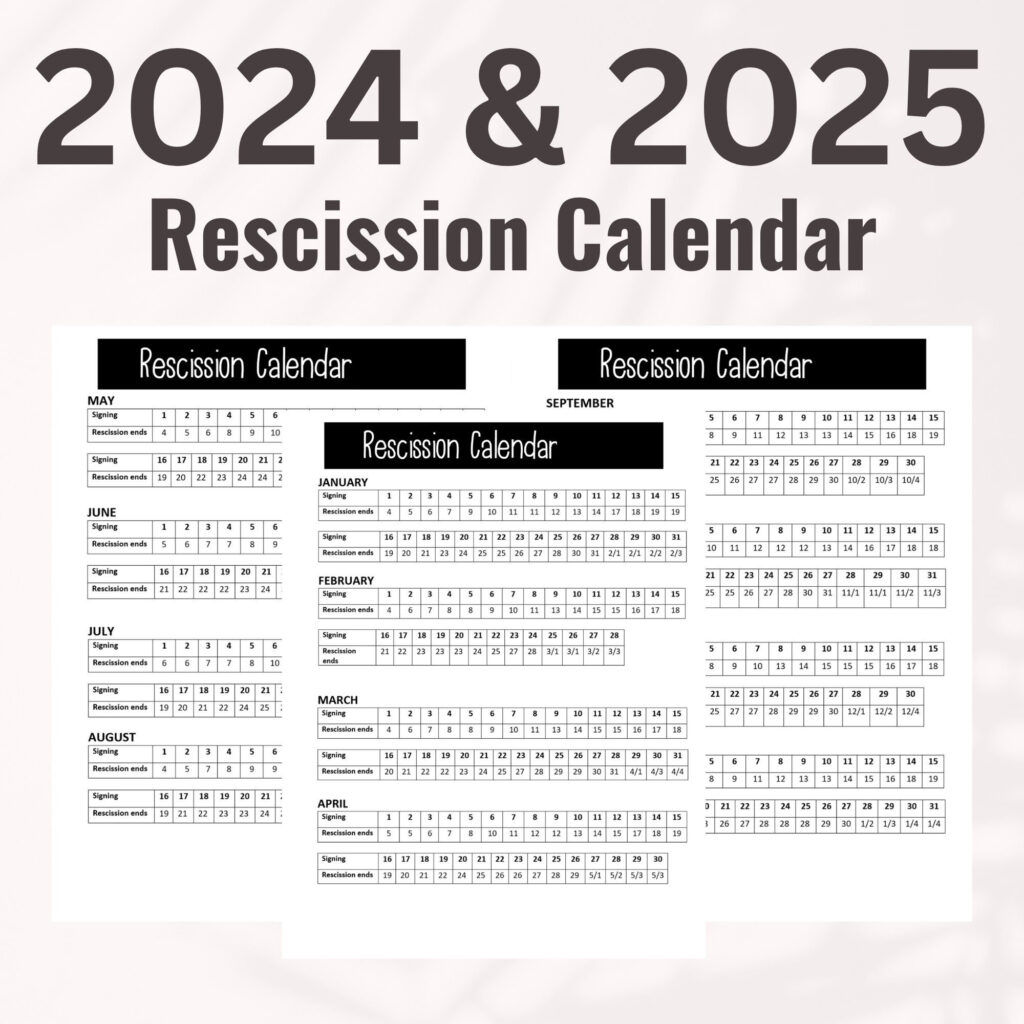 2024 Rescission Calendar Rescission Calendar 2024 Loan Signing Inside 2025 Rescission Calendar Printable