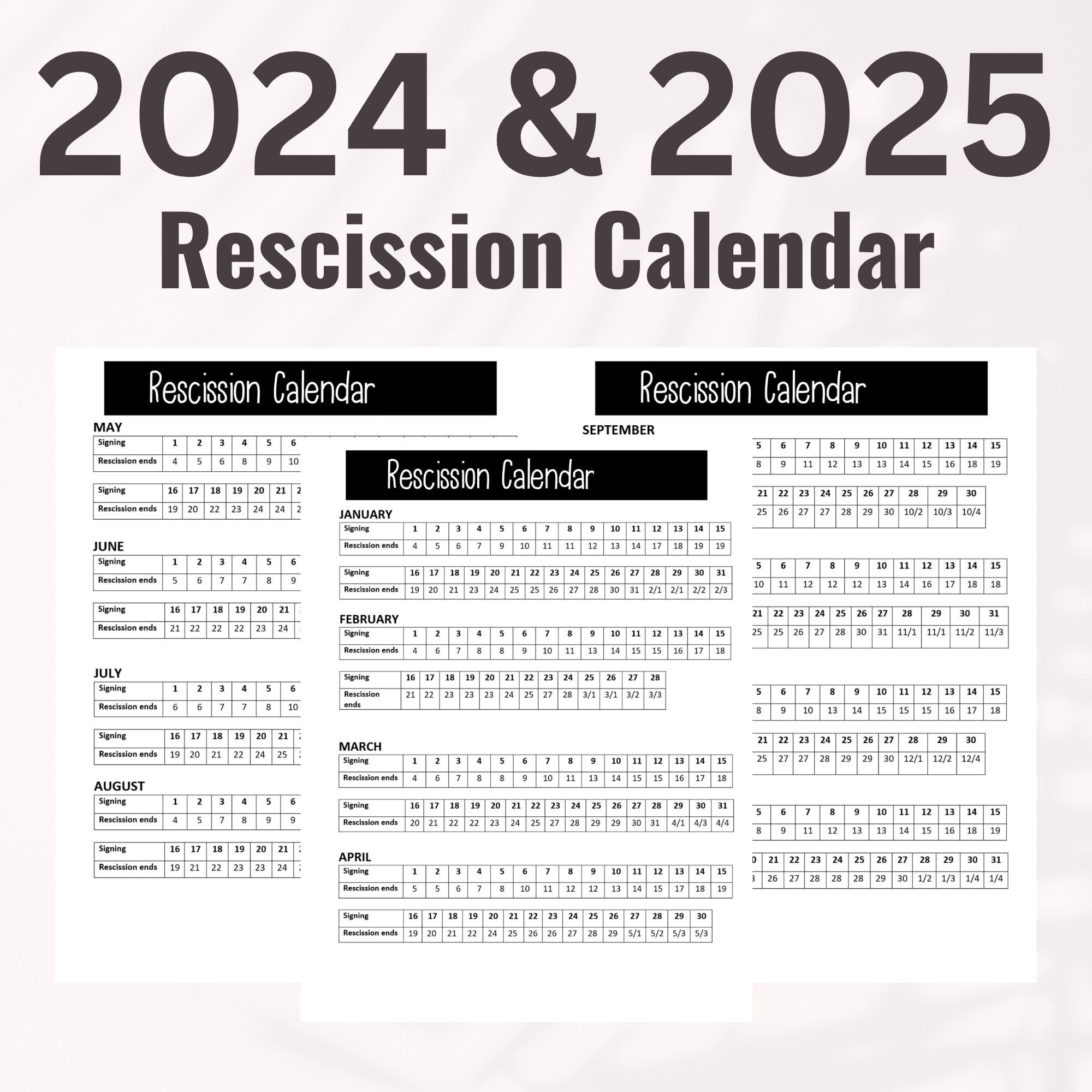 2024 Rescission Calendar Rescission Calendar 2024 Loan Signing inside 2025 Rescission Calendar Printable