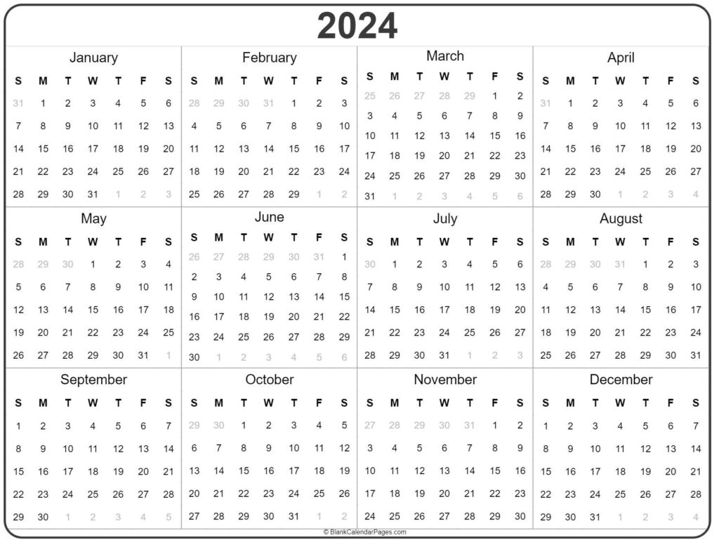 2024 Year Calendar | Yearly Printable Intended For Annual Calendar Printable 2025