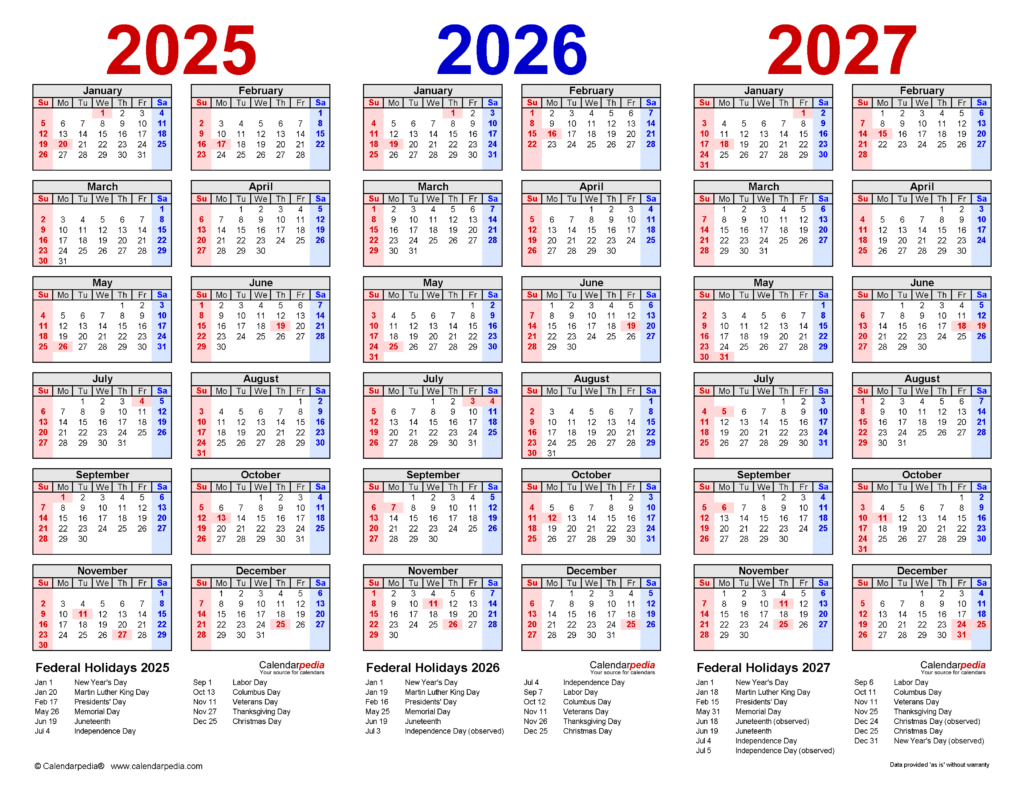 2025 2027 Three Year Calendar   Free Printable Excel Templates Inside 3 Year Calendar 2025 To 2026 Printable