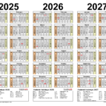 2025 2027 Three Year Calendar   Free Printable Word Templates Throughout 5 Year Calendar 2025 To 2029 Printable