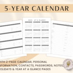 2025 2029 5 Year Planner Template, 8.5X11, Kdp Interior, Long Term Inside 5 Year Calendar 2025 To 2029 Printable