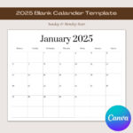 2025 Blank Calendar Template Blank Calendar Printable Blank In 2025 Blank Monthly Calendar Printable