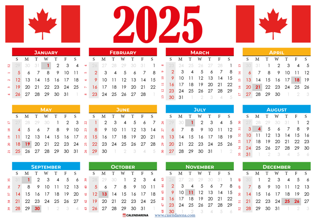 2025 Calendar Canada Printable Free Intended For Printable Monthly Calendar 2025 With Canadian Holidays