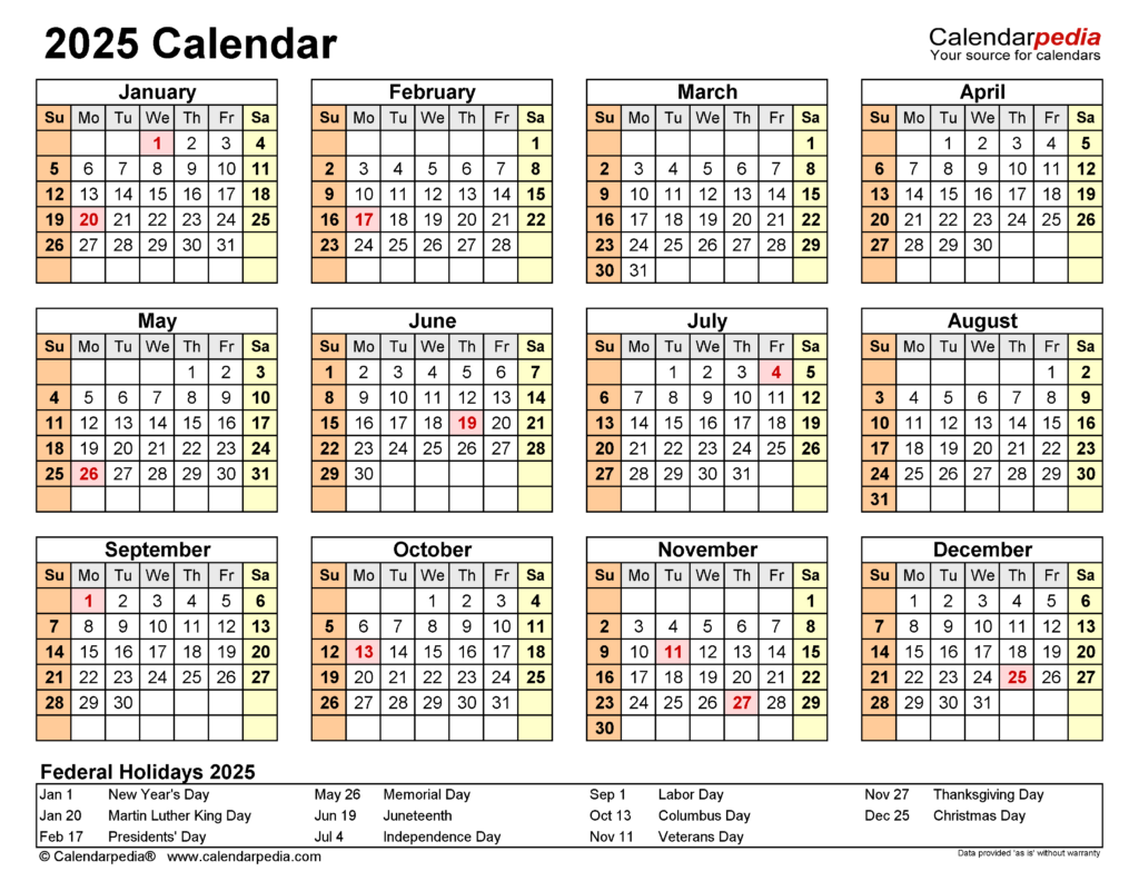 2025 Calendar   Free Printable Pdf Templates   Calendarpedia For Free Printable Wallet Calendar 2025