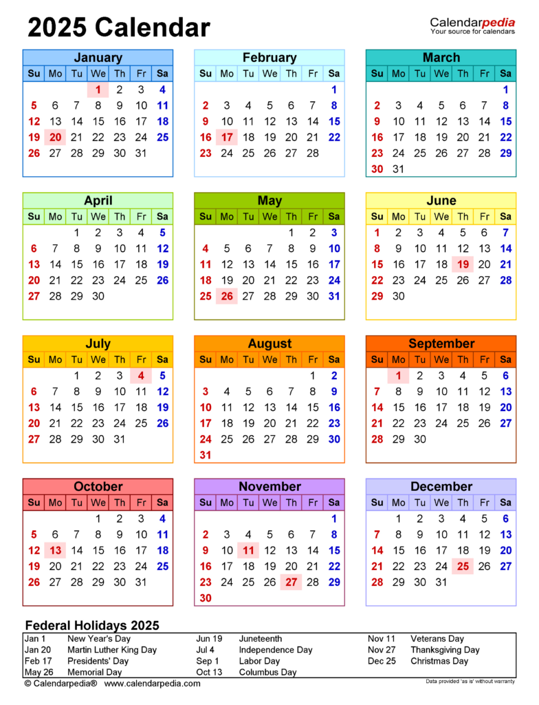 2025 Calendar   Free Printable Pdf Templates   Calendarpedia Pertaining To Free Printable Pocket Calendar 2025