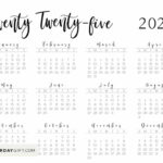 2025 Calendar Printable   18 Cute & Free 2025 Yearly Calendar For 2025 Calendar Landscape Printable