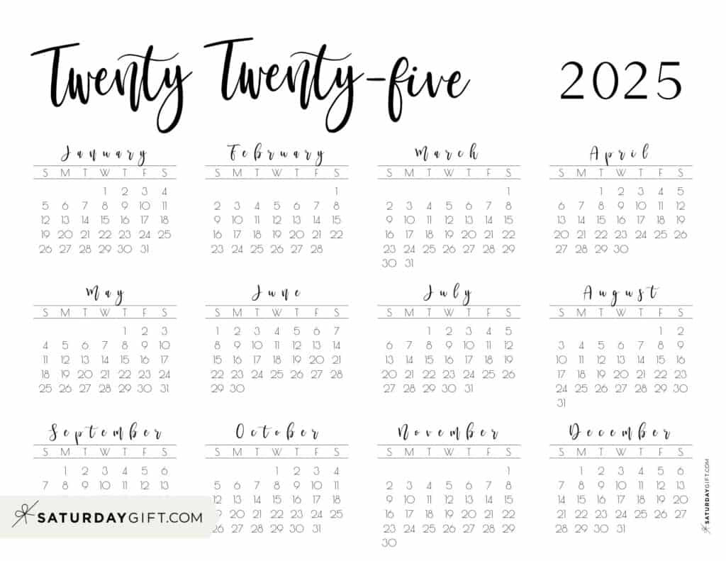 2025 Calendar Printable - 18 Cute &amp;amp; Free 2025 Yearly Calendar for 2025 Calendar Landscape Printable