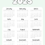 2025 Calendar Printable   18 Cute & Free 2025 Yearly Calendar For 2025 Year At A Glance Printable Calendar