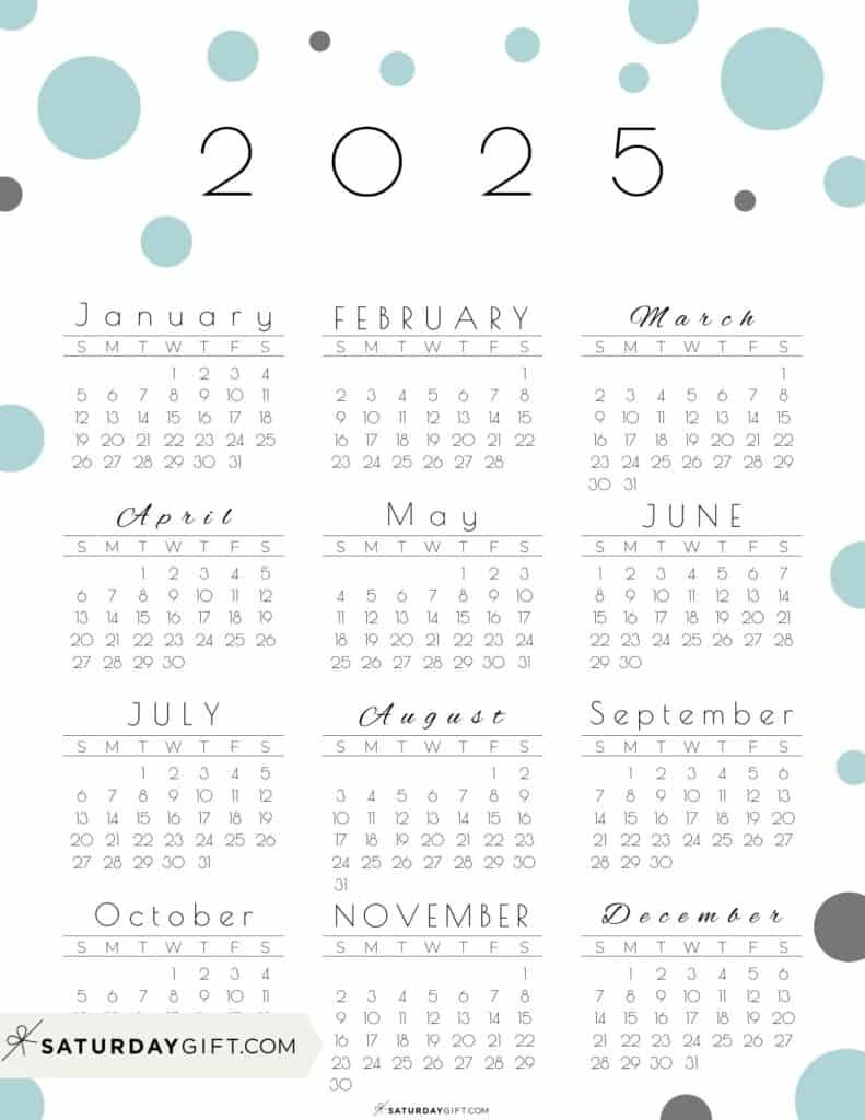 2025 Calendar Printable - 18 Cute &amp;amp; Free 2025 Yearly Calendar for Aesthetic Printable Calendar 2025