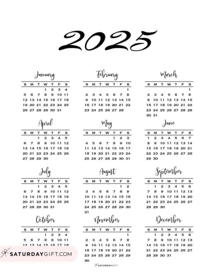 2025 Full Page Calendar Printable