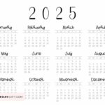 2025 Calendar Printable   18 Cute & Free 2025 Yearly Calendar Inside 2025 Horizontal Calendar Printable