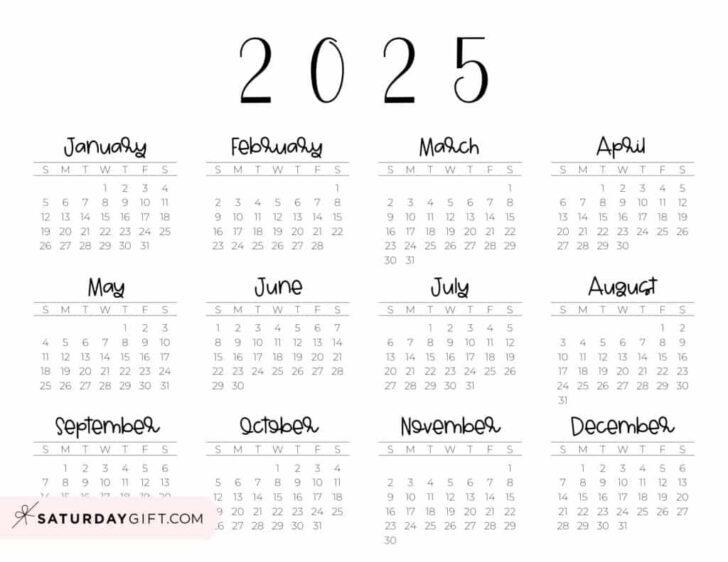 2025 Horizontal Calendar Printable