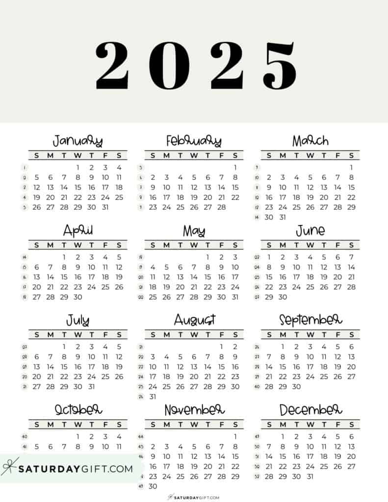 2025 Calendar Printable - 18 Cute &amp;amp; Free 2025 Yearly Calendar intended for Small Printable Calendar 2025