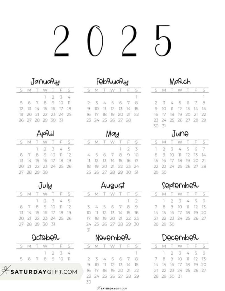 Annual Calendar Printable 2025