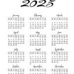 2025 Calendar Printable   18 Cute & Free 2025 Yearly Calendar Throughout Free 2025 Yearly Calendar Printable One Page