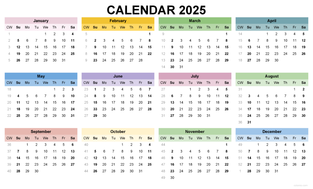 2025 Calendar Printable, ✓ Pdf, Excel And Image File   Free For Free Printable 2025 12 Month Calendar