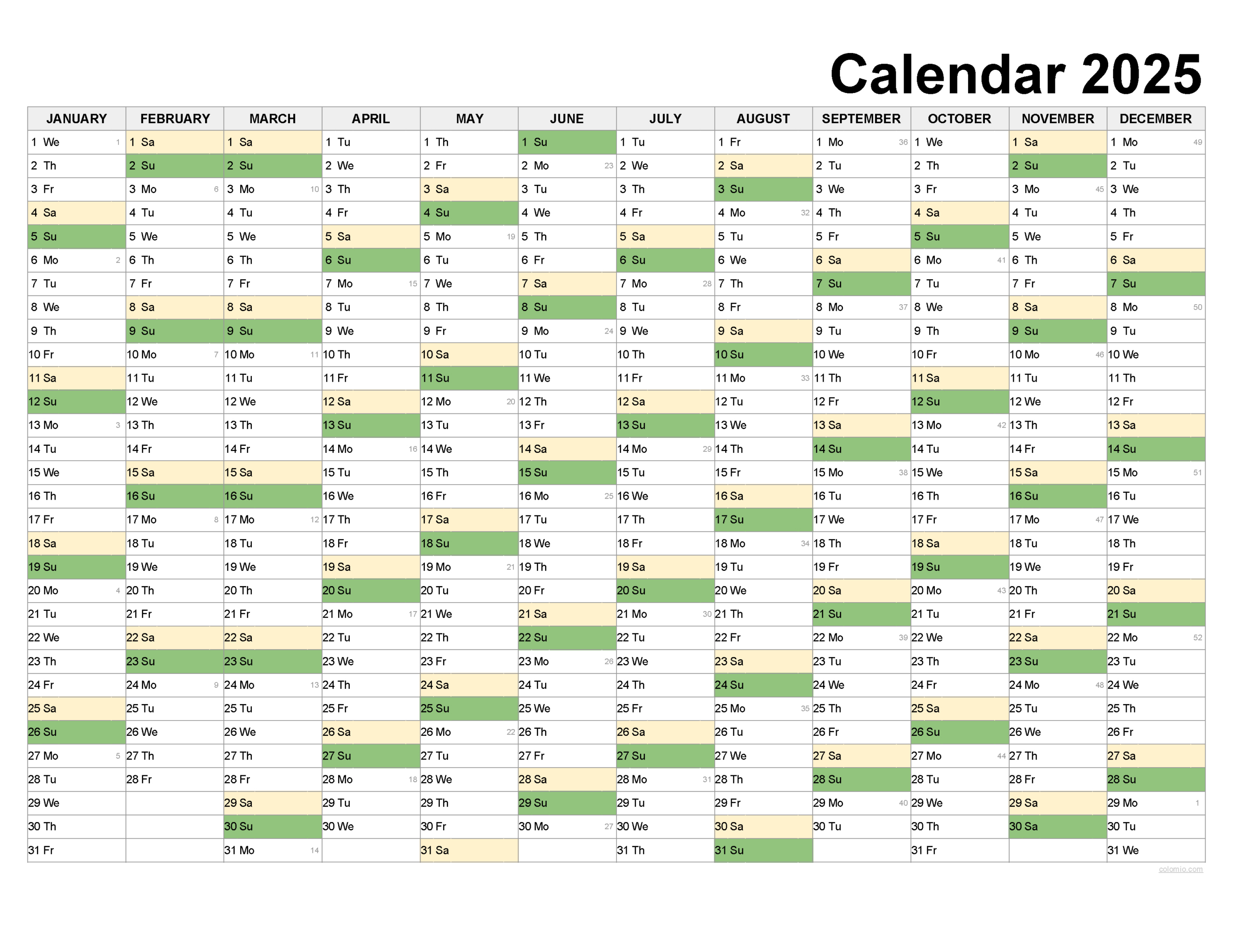 2025 Calendar Printable, ✓ Pdf, Excel And Image File - Free in Free Printable Wall Calendar 2025