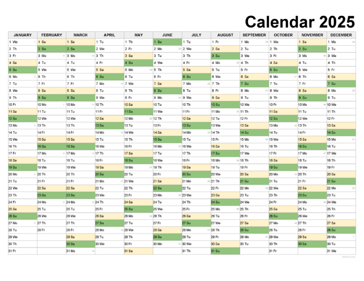 2025 Printable Calendar 11×17