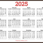 2025 Calendar Printable Free, Horizontal, Brown – Pashacoffee Intended For Horizontal 2025 Calendar Printable