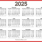 2025 Calendar Printable Free, Horizontal, Red – Pashacoffee Inside 2025 Calendar Horizontal Printable