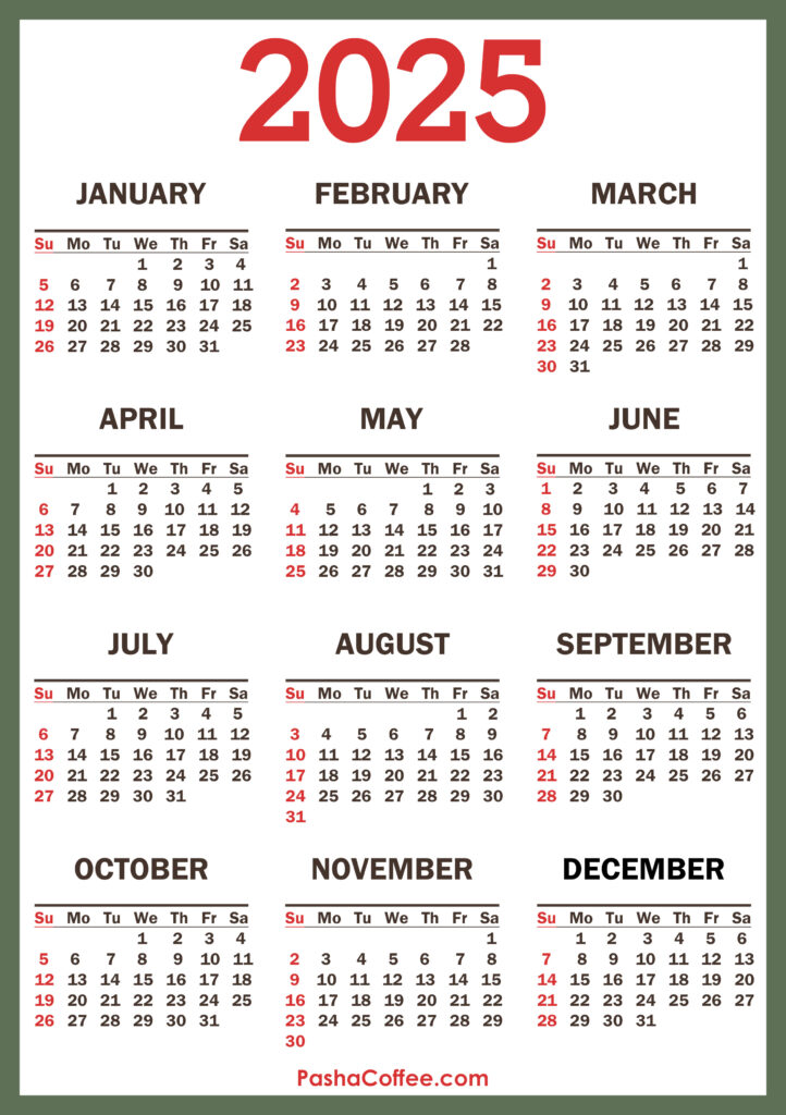 2025 Calendar, Printable Free, Vertical – Pashacoffee For Free Vertical Printable Calendar 2025