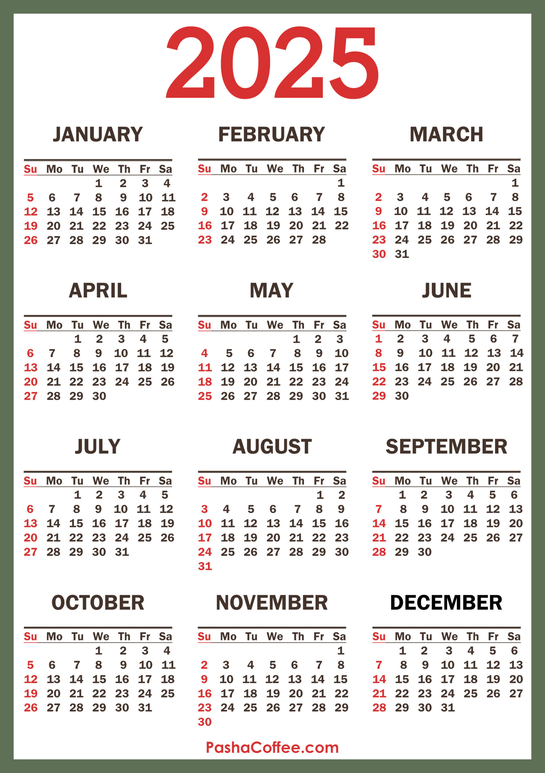 2025 Calendar, Printable Free, Vertical – Pashacoffee for Free Vertical Printable Calendar 2025