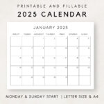 2025 Calendar Printable, Monthly Calendar 2025, Fillable Calendar For Fillable Printable Calendar 2025