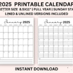 2025 Calendar Printable Portrait Monthly Calendar With Lines In 2025 Monthly Calendar Printable With Lines