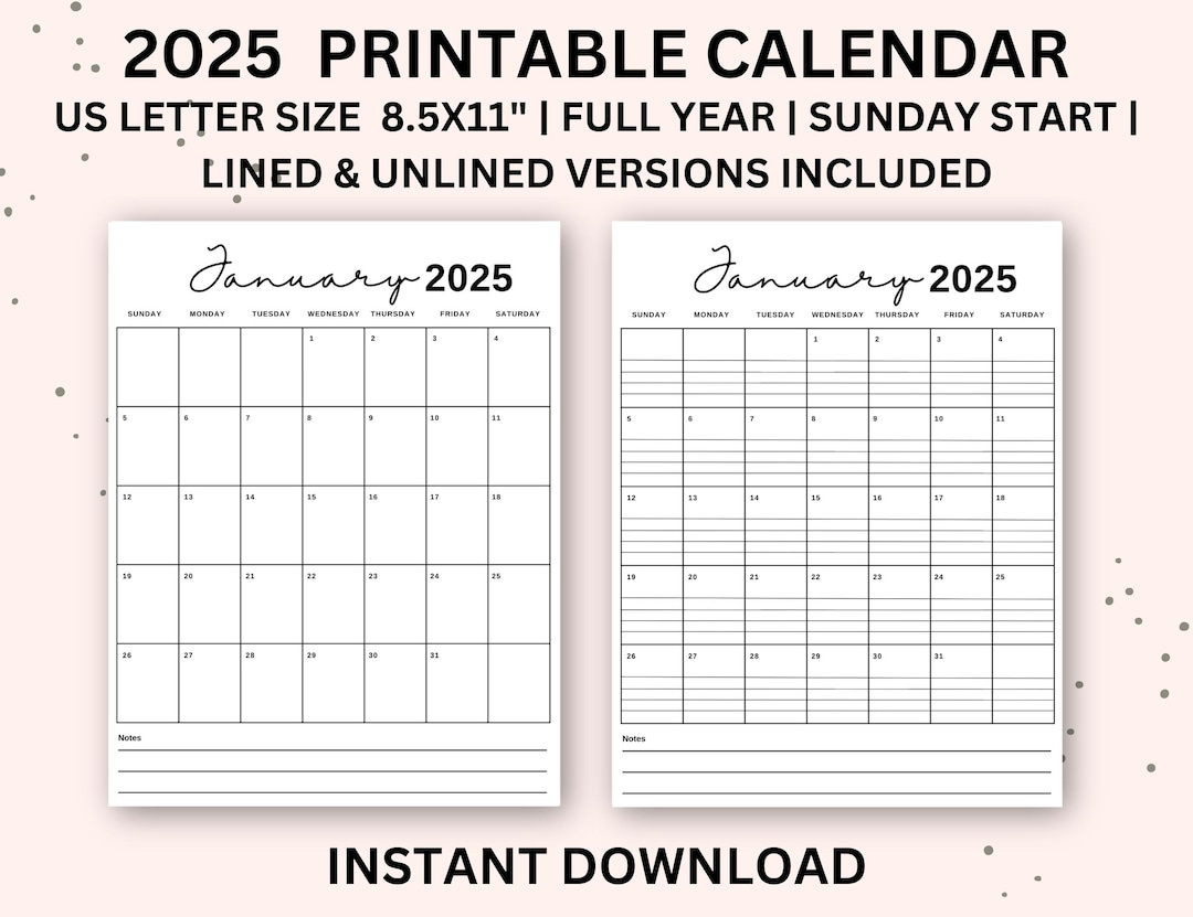 2025 Calendar Printable Portrait Monthly Calendar With Lines within Printable Monthly Calendar 2025 with Lines