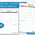 2025 Calendar With Notes And Task Lists — Krafty Planner For Free Printable Calendar 2025 With Notes