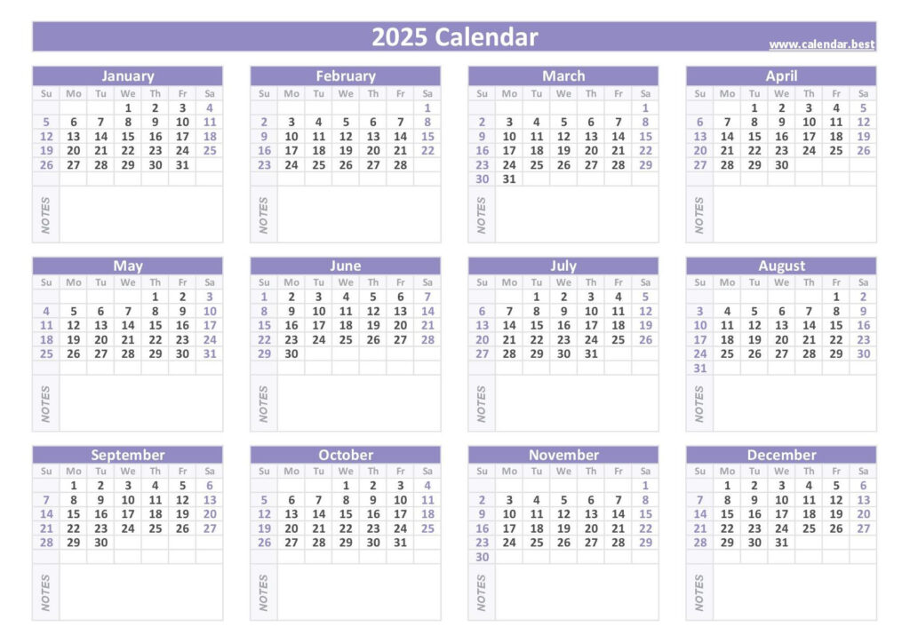 2025 Calendar With Week Numbers For 2025 Calendar Printable With Notes