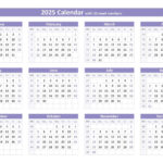 2025 Calendar With Week Numbers In 2025 Printable Calendar With Week Numbers