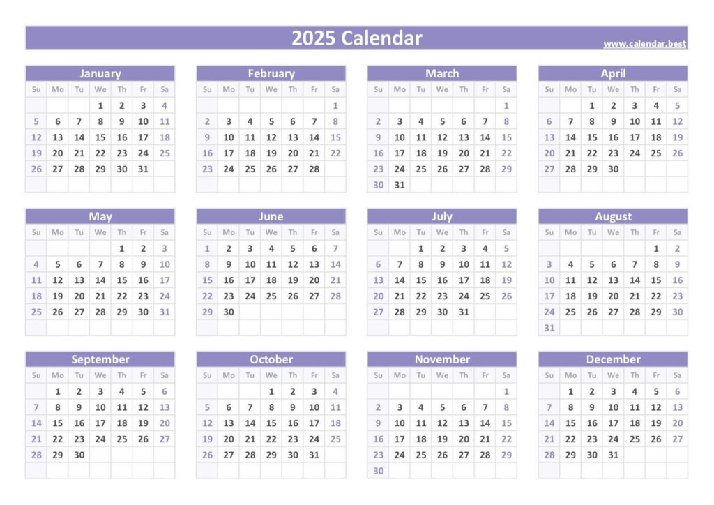 2025 Calendar With Week Numbers Inside 12 Month Calendar 2025 Printable