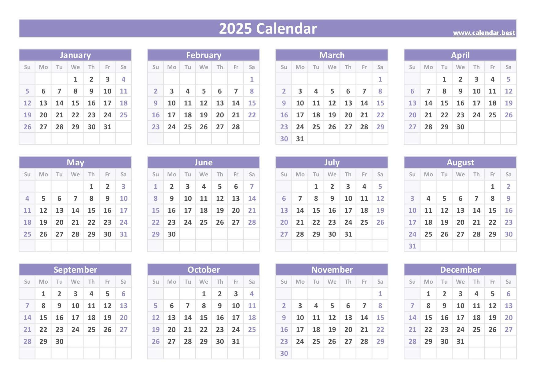 2025 Calendar With Week Numbers inside 12 Month Calendar 2025 Printable Free